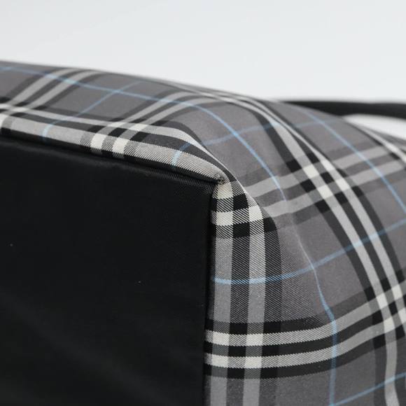 Burberrys Nova Check Blue Label Tote Bag Nylon Silver Gray Auth bs18621 - Picture 15 of 16